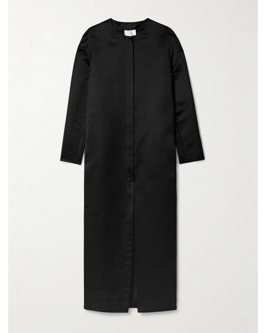 The Row Black Iside Duchesse-Satin Midi Dress