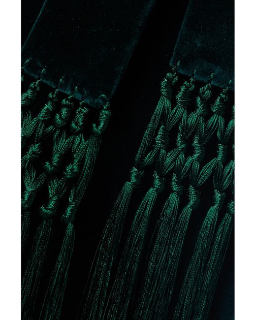 Loro Piana Blue Raniya Belted Macramé-Trimmed Cotton-Blend Velvet Jacket