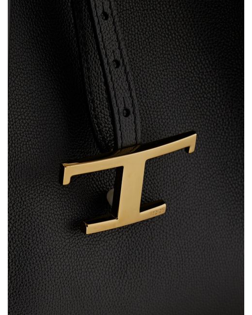 Tod's Black Große Schultertasche Aus Strukturiertem Leder