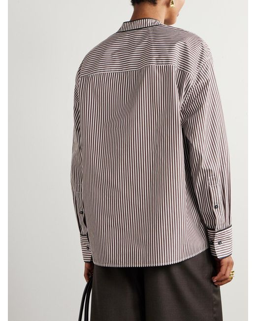 Loulou de Saison Gray Verna Striped Cotton-Poplin Shirt