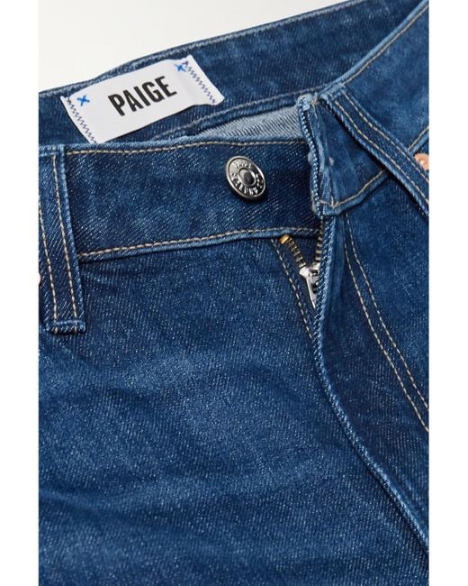 PAIGE Blue Net Sustain Sarah Cropped Stretch High-Rise Straight-Leg Organic Jeans