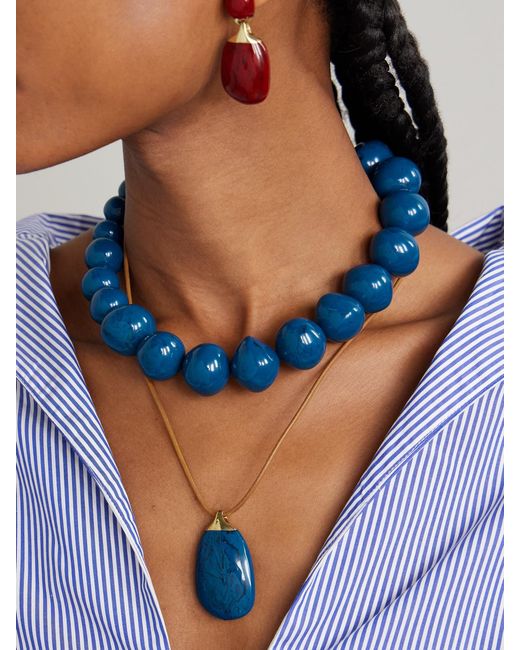Dinosaur Designs White River Rock-Plated, Resin And Leather Necklace