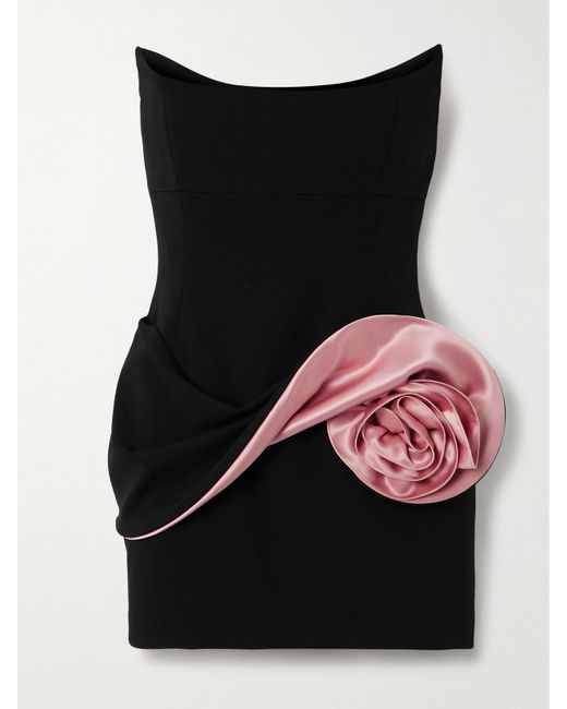 Magda Butrym Black Trägerloses Minikleid Aus Cady Mit Applikation