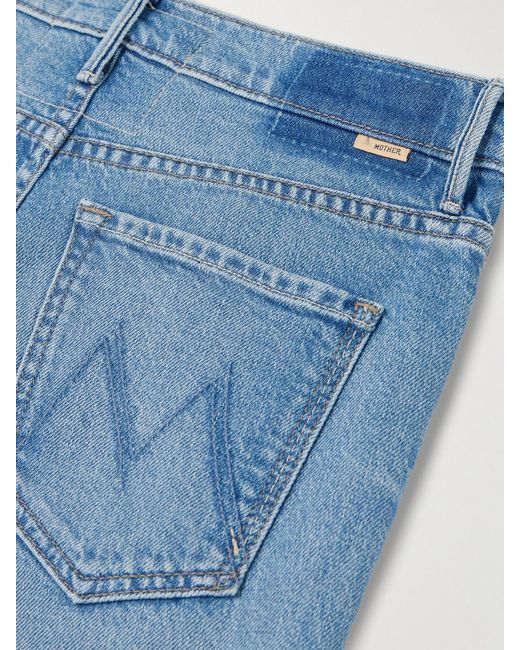 Mother Blue The Kick It Ankle Mid-Rise Bootcut Jeans