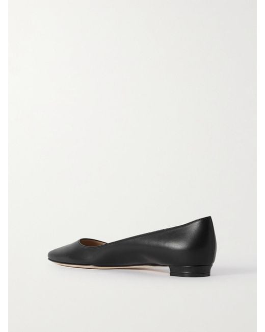 Manolo Blahnik Black Bb 10 Leather Point-Toe Flats