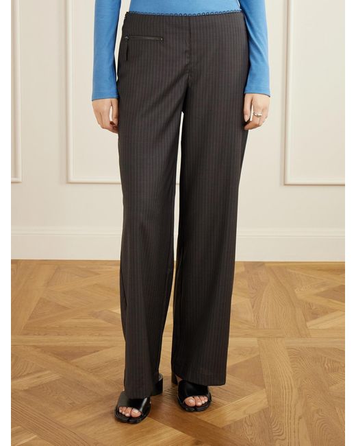 Deiji Studios Gray Striped Wool Flared Pants