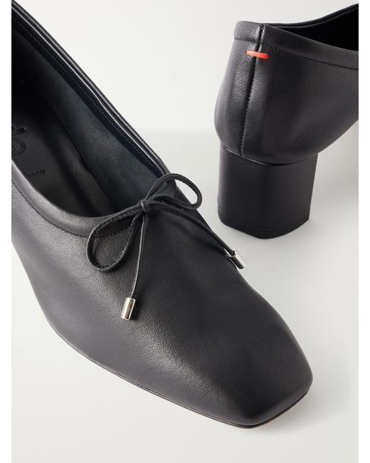 Aeyde Black Narissa 45 Bow-Detail Leather Pumps