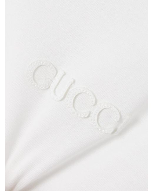 Gucci White T-Shirt Aus Baumwoll-Jersey Mit Streifen Und Applikation