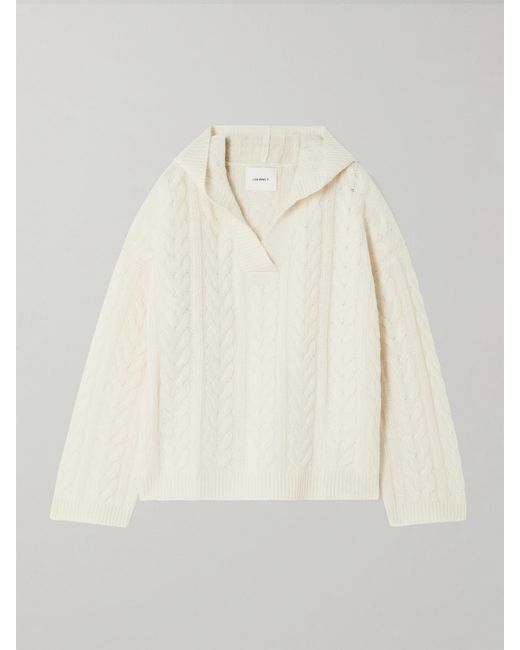 Lisa Yang Natural Cable-Knit Cashmere Hoodie