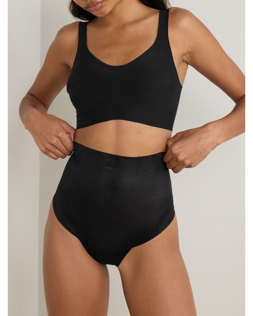Featherlight Control Stretch-Jersey Thong Commando en coloris Black
