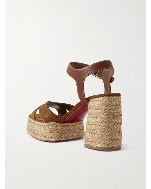 Christian Louboutin Brown Calakala 70 Espadrille-Sandalen Aus Leder Und Veloursleder Mit Plateau