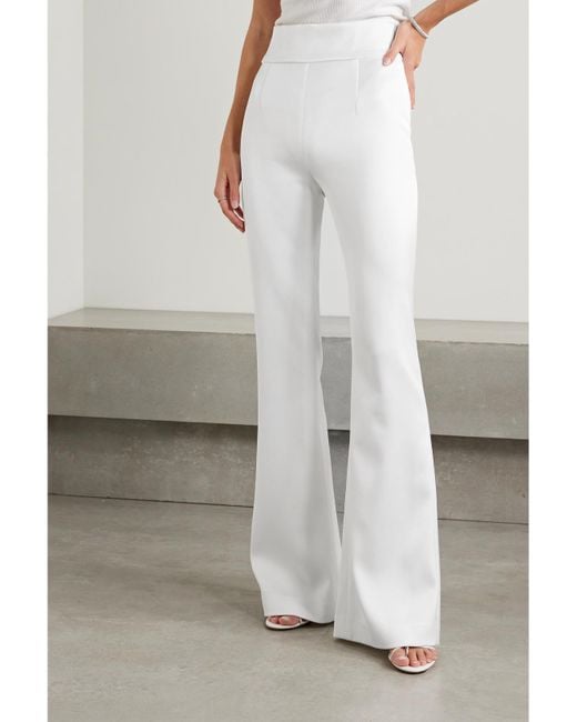 Galvan White Satin Flared Pants
