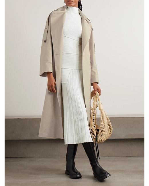 Max Mara Natural Delfino Double-Breasted Belted Cotton-Blend Twill Trench Coat