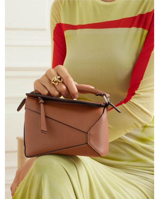 Loewe Brown Puzzle Edge Mini Textured-Leather Shoulder Bag