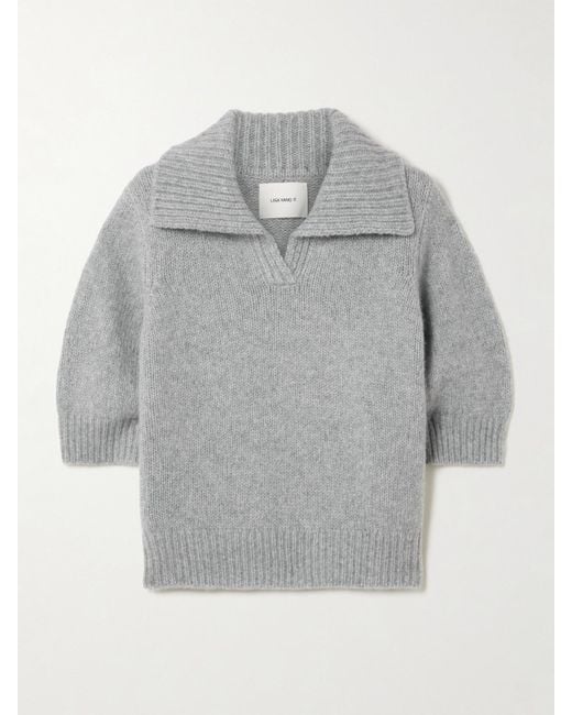 Lisa Yang Gray Lailai Cashmere And Silk-Blend Polo Sweater