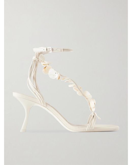 Jonathan Simkhai Natural Elin Shell-Embellished Leather Sandals