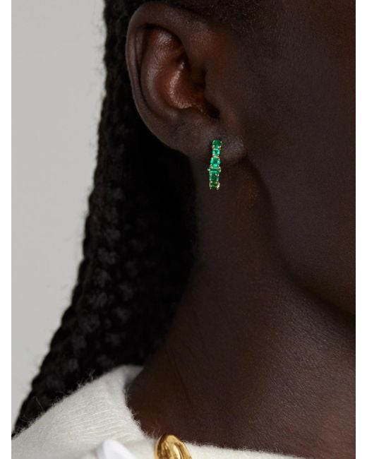 Ileana Makri Blue 18-Karat Emerald Hoop Earrings
