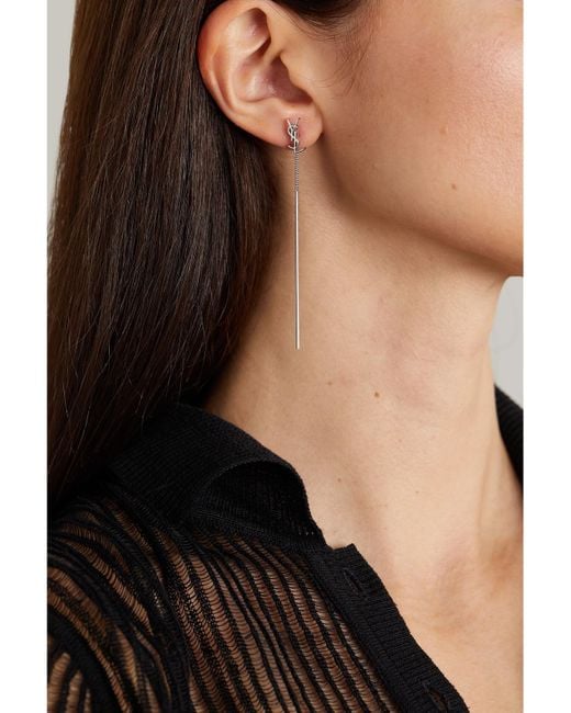 Saint Laurent White Opyum-Tone Earrings