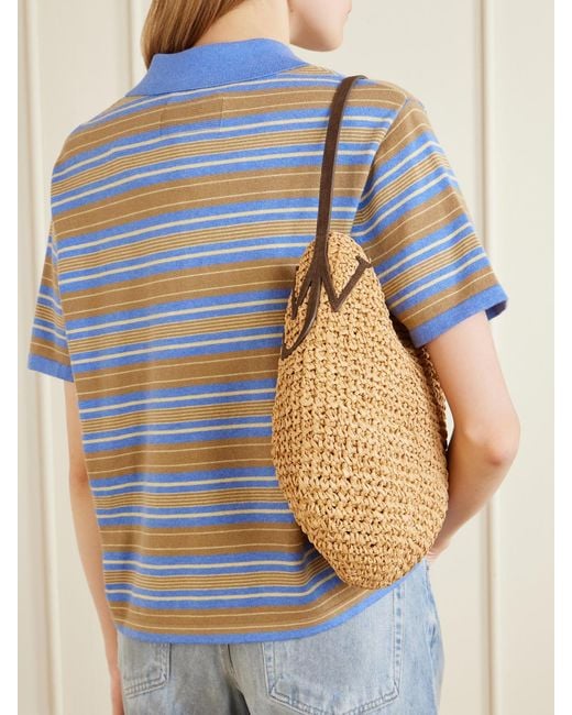 J.W. Anderson Natural Bulb Leather-Trimmed Raffia Shoulder Bag