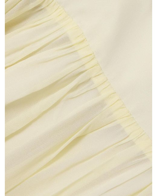 Posse Natural Solene Strapless Draped Shirred Crepe-Twill And Chiffon Maxi Dress