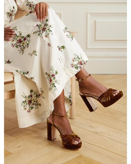 Sandales Plates-Formes En Velours À Nœuds Rivka Loeffler Randall en coloris White