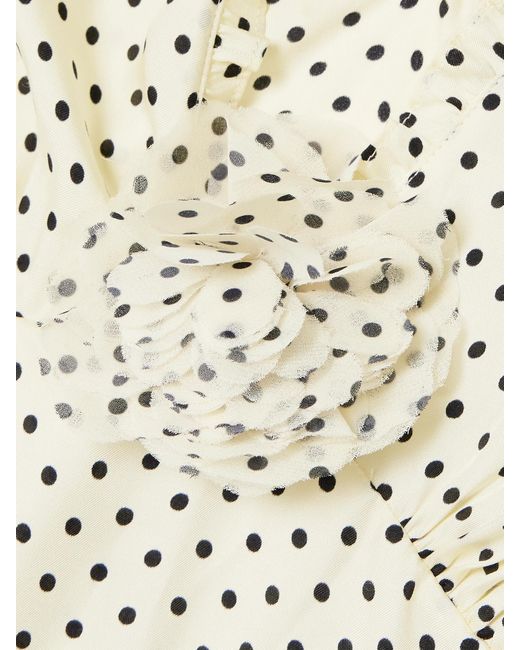 Doen White Mazarin Ruffled Polka-Dot Silk-Blend Satin Halterneck Dress