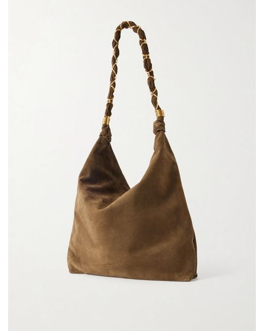 Saint Laurent Natural Amalia Medium Suede Tote