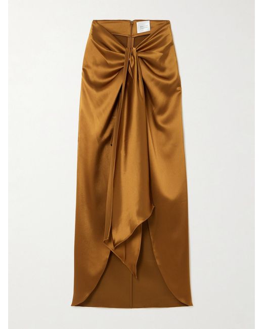 Galvan Natural De Lovie Asymmetric Satin Maxi Skirt