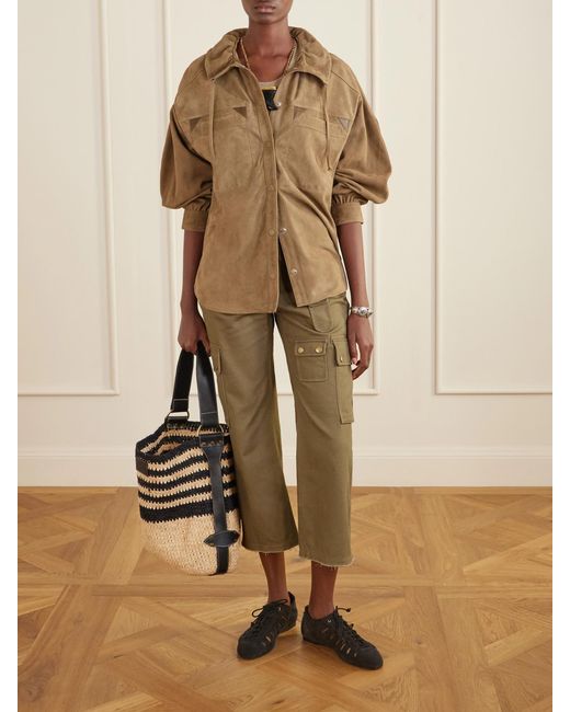 Isabel Marant Natural Josine Organic Cotton-Twill Wide-Leg Cargo Pants