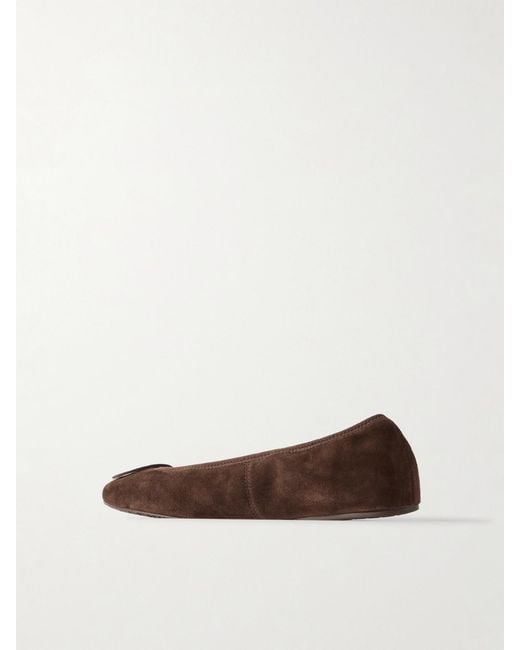 Tory Burch Brown Reva Embellished Suede Ballet Flats