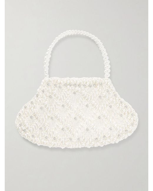 Clio Peppiatt White Scallop Embellished Tulle Tote