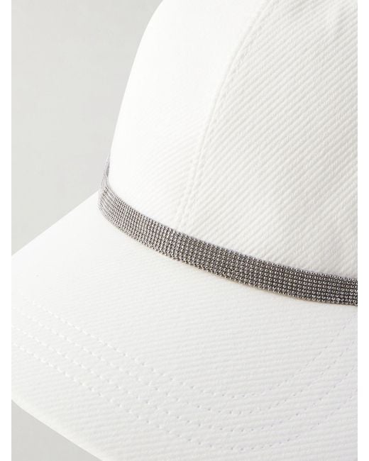 Brunello Cucinelli Natural Bead-Embellished Cotton-Blennd Twill Baseball Cap