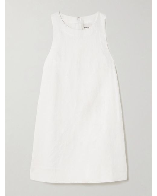 Posse White Poppy Linen Mini Dress