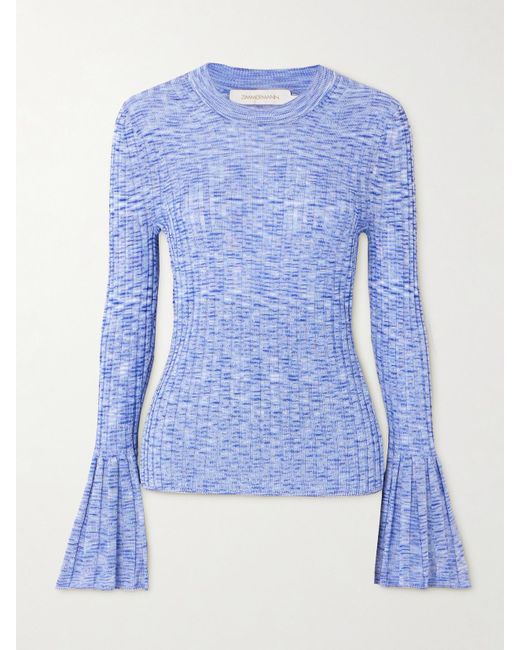 Pull En Mailles Côtelées Mouline Zimmermann en coloris Blue