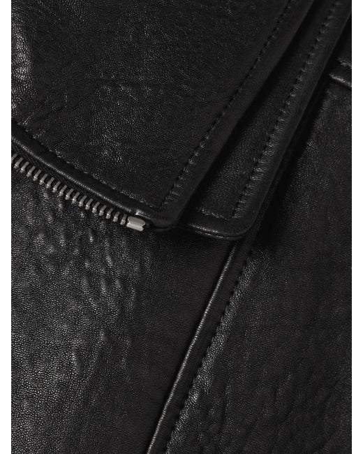 Saint Laurent Black Oversized-Jacke Aus Strukturiertem Leder