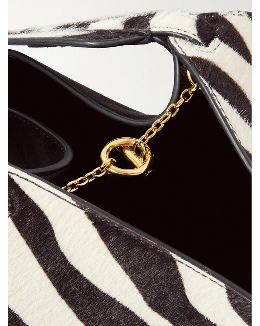 Khaite White Lotus Mini Zebra-Print Calf Hair And Suede Tote