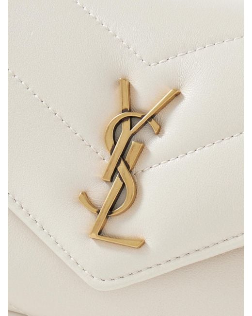 Saint Laurent Natural Loulou Schultertasche Aus Gestepptem Leder