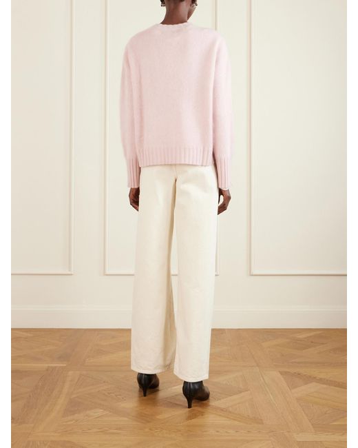 La Ligne Pink Brushed Wool And Cashmere-Blend Sweater