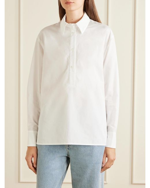 Loulou de Saison White Colin Cotton-Poplin Shirt