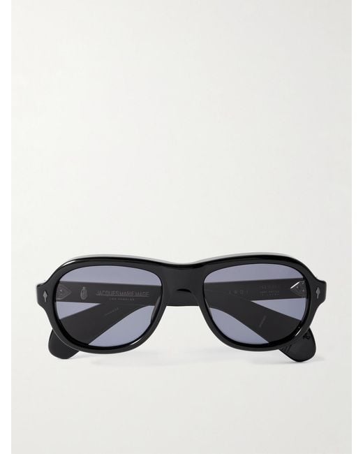 Jacques Marie Mage Black Richard Aviator-Style Acetate Sunglasses