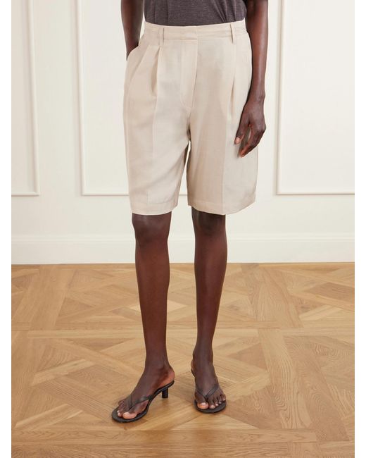 Leset Natural Kim Pleated Woven Shorts