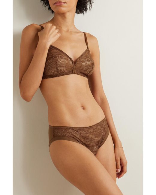 Eres Brown Flore Fragrance Lace Soft-Cup Triangle Bra