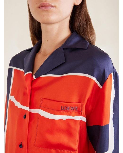 Loewe Blue Printed Silk-Twill Blouse