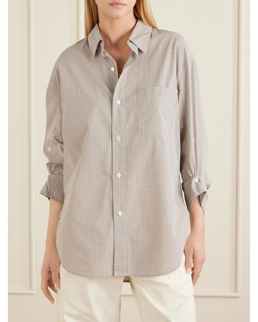 Citizens of Humanity White Kayla Checked Cotton-Poplin Shirt