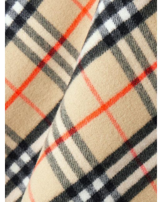 Burberry Metallic Fringed Checked Wool And Cashmere-Blend Cape