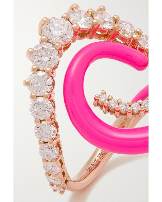 Melissa Kaye Pink Riley 18-Karat, Diamond And Enamel Ring
