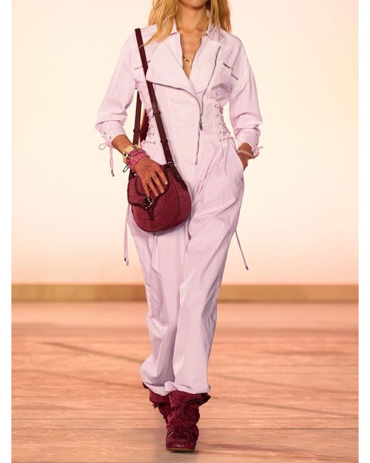 Isabel Marant Pink Irianna Lace-Up Pleated Cotton-Canvas Jumpsuit