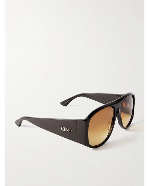 Chloé Black Izia Aviator-Style Acetate Sunglasses