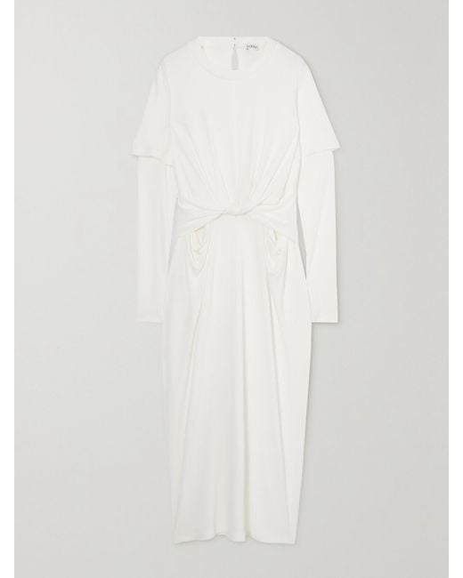 Loewe White Draped Jersey Maxi Dress