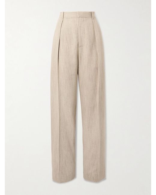 Bottega Veneta Natural Hose Aus Canvas Mit Schmal Zulaufendem Bein Und Falten